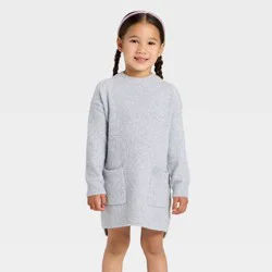 Toddler Girls' Long Sleeve Crewneck Dress - Cat & Jack™ Light Heather Gray 5T