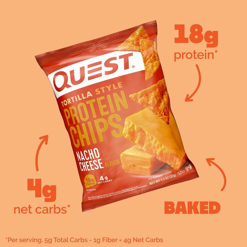 slide 3 of 6, Quest Nutrition Nacho Tortilla Protein Chips - 1.1oz, 1.1 oz