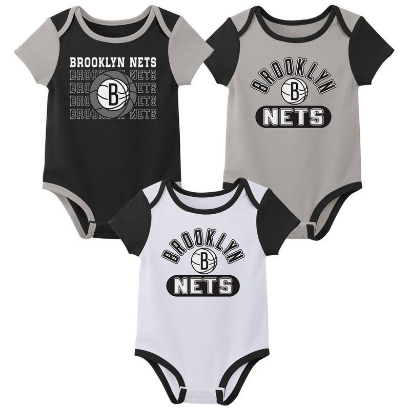 slide 1 of 4, NBA Brooklyn Nets Infant 3pk Bodysuit Set - 12 Months, 3 ct