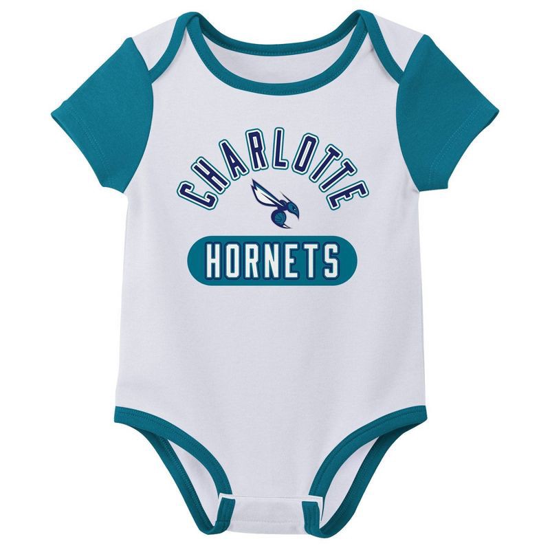 slide 3 of 4, NBA Charlotte Hornets Infant 3pk Bodysuit Set - 0-3 Months, 3 ct