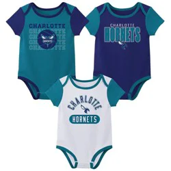 NBA Charlotte Hornets Infant 3pk Bodysuit Set - 12 Months