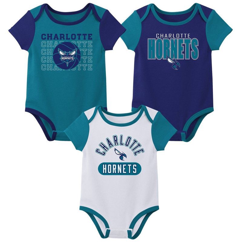 slide 1 of 4, NBA Charlotte Hornets Infant 3pk Bodysuit Set - 18 Months, 3 ct
