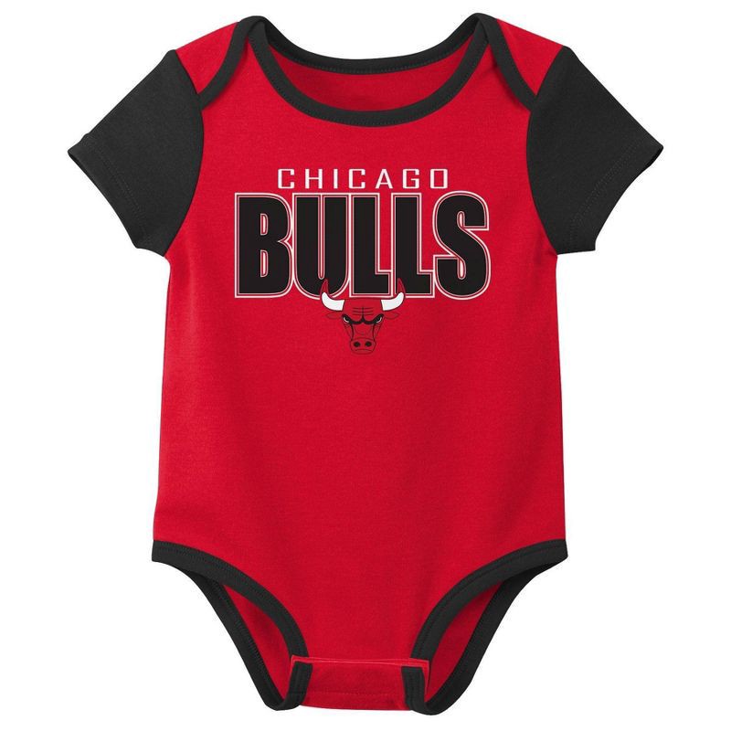 slide 2 of 4, NBA Chicago Bulls Infant 3pk Bodysuit Set - 0-3 Months, 3 ct