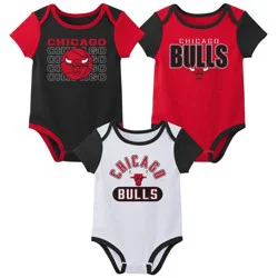 NBA Chicago Bulls Infant 3pk Bodysuit Set - 3-6 Months
