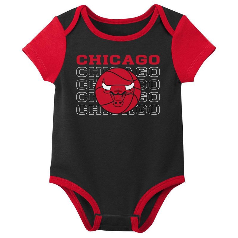 slide 4 of 4, NBA Chicago Bulls Infant 3pk Bodysuit Set - 6-9 Months, 3 ct
