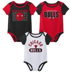 NBA Chicago Bulls Infant 3pk Bodysuit Set - 12 Months