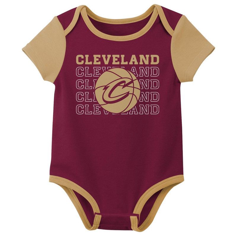 slide 4 of 4, NBA Cleveland Cavaliers Infant 3pk Bodysuit Set - 3-6 Months, 3 ct