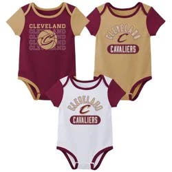 NBA Cleveland Cavaliers Infant 3pk Bodysuit Set - 18 Months
