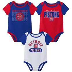 NBA Detroit Pistons Infant 3pk Bodysuit Set - 0-3 Months