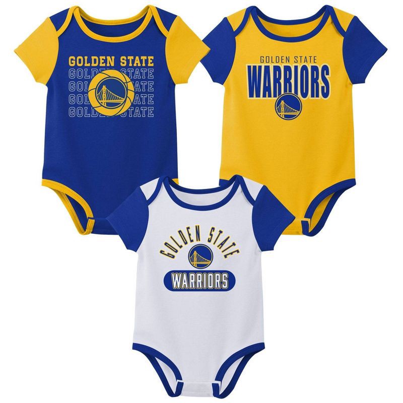 slide 1 of 3, NBA Golden State Warriors Infant 3pk Bodysuit Set - 3-6 Months, 3 ct