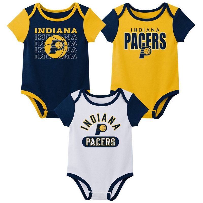 slide 1 of 4, NBA Indiana Pacers Infant 3pk Bodysuit Set - 6-9 Months, 3 ct