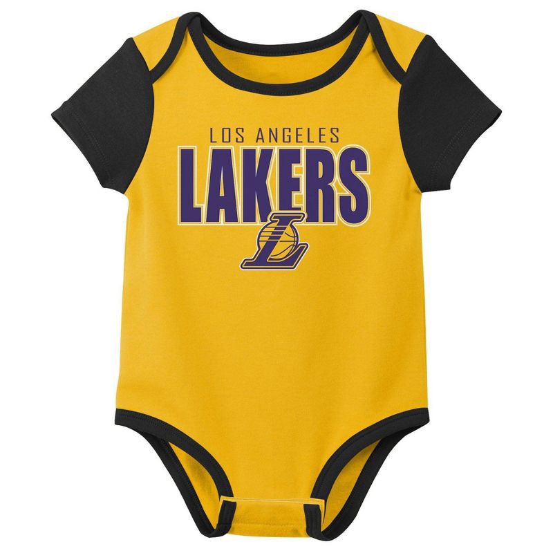 slide 2 of 4, NBA Los Angeles Lakers Infant 3pk Bodysuit Set - 0-3 Months, 3 ct
