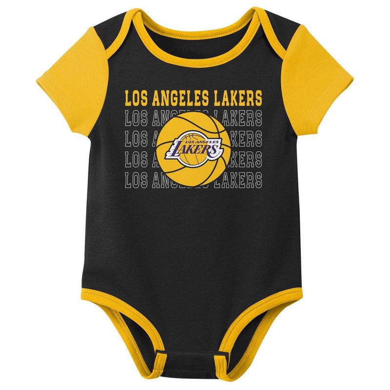 slide 4 of 4, NBA Los Angeles Lakers Infant 3pk Bodysuit Set - 12 Months, 3 ct