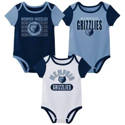 NBA Memphis Grizzlies Infant 3pk Bodysuit Set - 0-3 Months