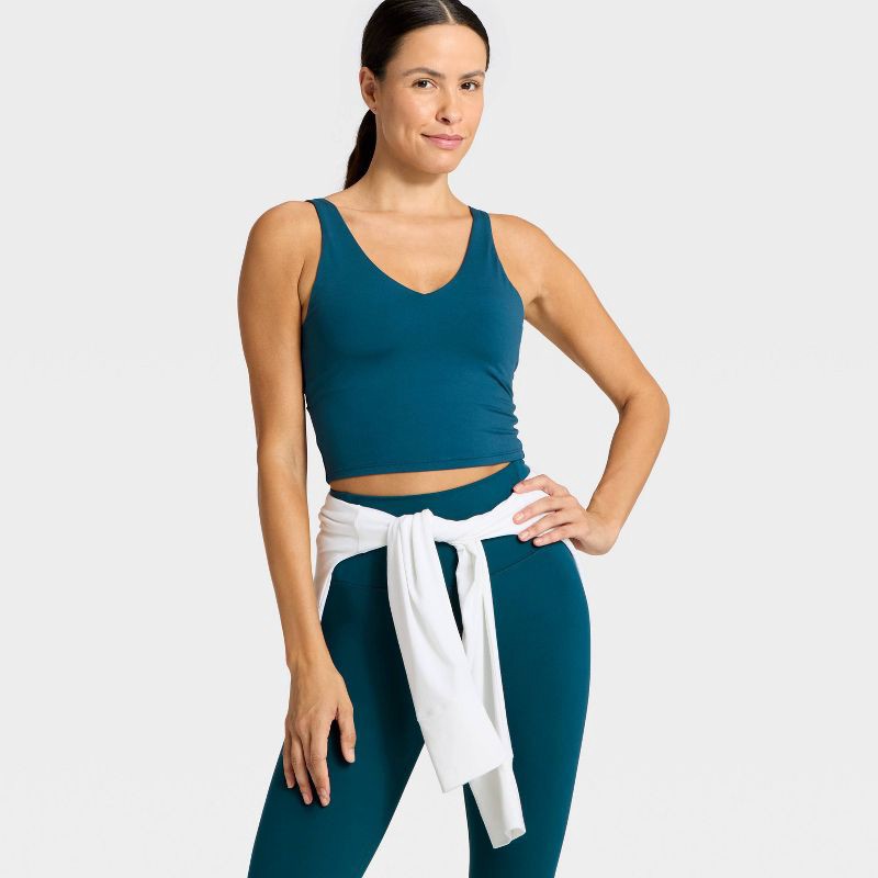 slide 3 of 6, Women's Flex Light Support V-Neck Cropped Sports Bra - All In Motion™ Blue XL, 1 ct