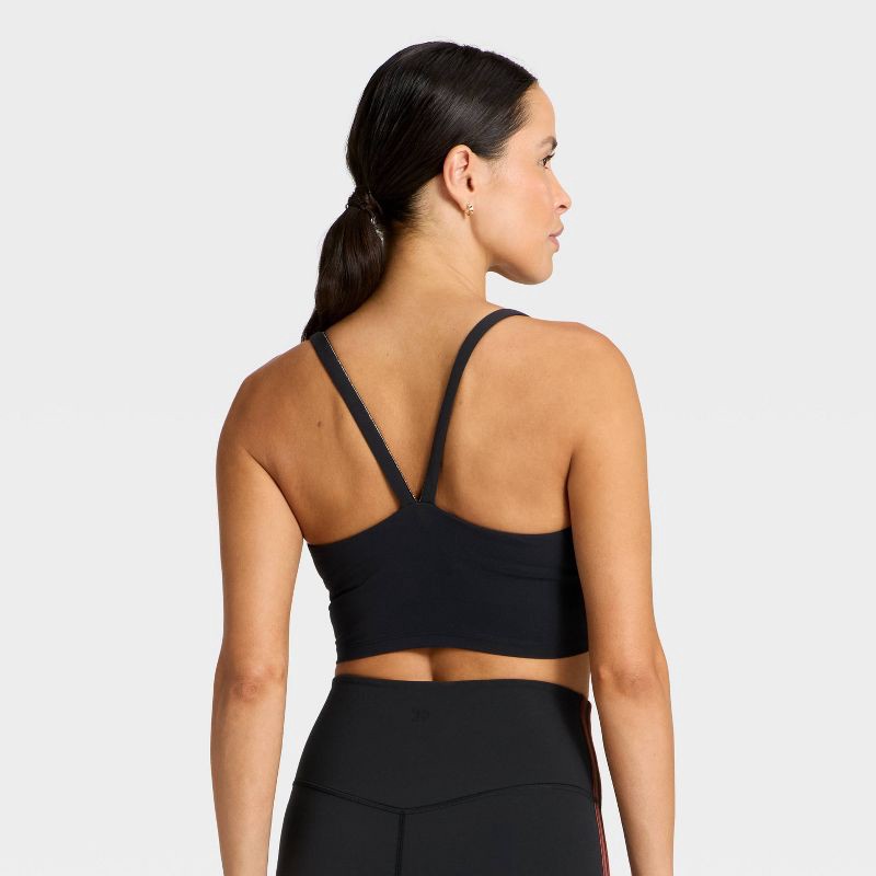 slide 2 of 5, Women's Everyday Soft Light Support Velour Piped Sports Bra - All In Motion™ Black M, 1 ct