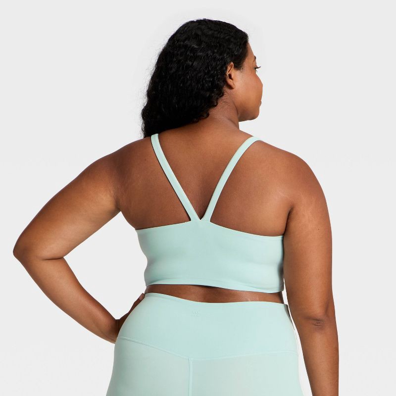 slide 5 of 5, Women's Everyday Soft Light Support Velour Piped Sports Bra - All In Motion™ Light Blue XS, 1 ct