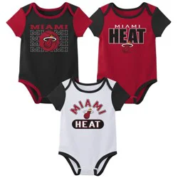 NBA Miami Heat Infant 3pk Bodysuit Set - 6-9 Months