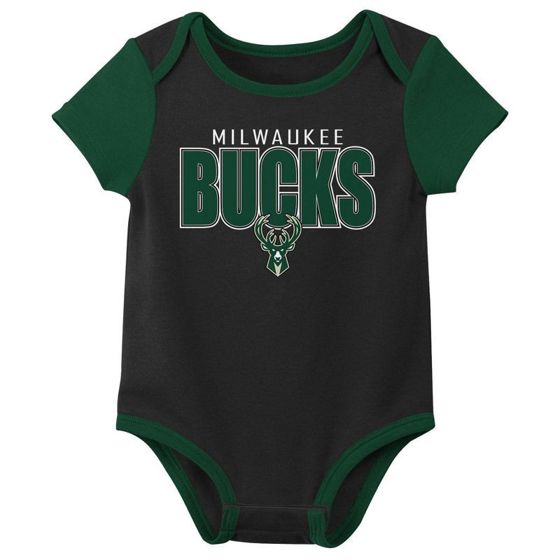 slide 2 of 4, NBA Milwaukee Bucks Infant 3pk Bodysuit Set - 6-9 Months, 3 ct