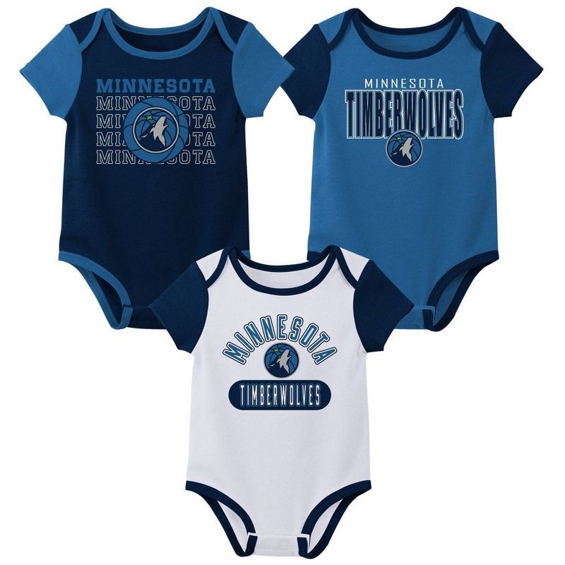 slide 1 of 4, NBA Minnesota Timberwolves Infant 3pk Bodysuit Set - 0-3 Months, 3 ct