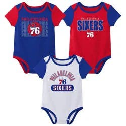 NBA Philadelphia 76ers Infant 3pk Bodysuit Set - 0-3 Months