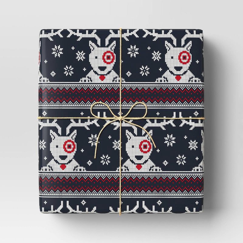 slide 2 of 3, 30" 25 sq ft Christmas Roll Wrap Bullseye with Antlers Black/White/Red - Wondershop™, 25 sq ft