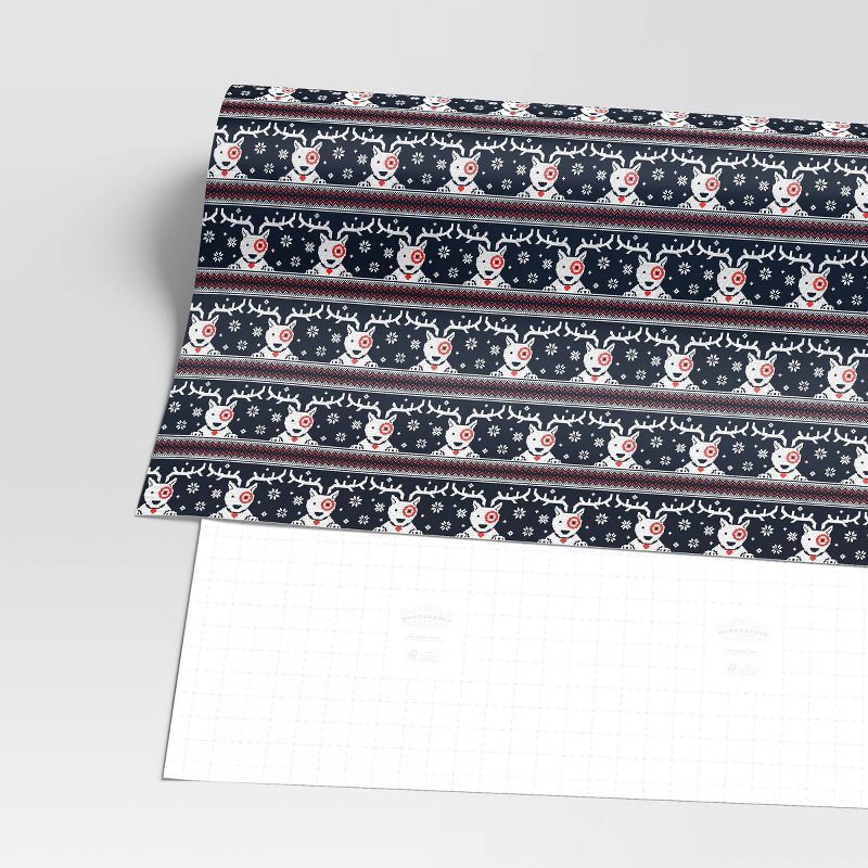 slide 3 of 3, 30" 25 sq ft Christmas Roll Wrap Bullseye with Antlers Black/White/Red - Wondershop™, 25 sq ft