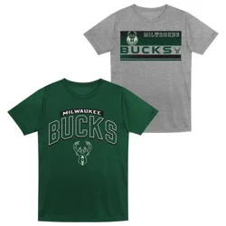 NBA Milwaukee Bucks Toddler 2pk Gray T-Shirt Set - 3T