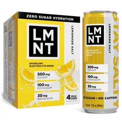 LMNT Zero Sugar Lemonade Sparkling Electrolyte Drink - 4pk/12 fl oz