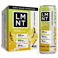 LMNT Zero Sugar Pineapple Sparkling Electrolyte Drink - 4pk/12 fl oz