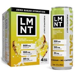 LMNT Zero Sugar Pineapple Sparkling Electrolyte Drink - 4pk/12 fl oz