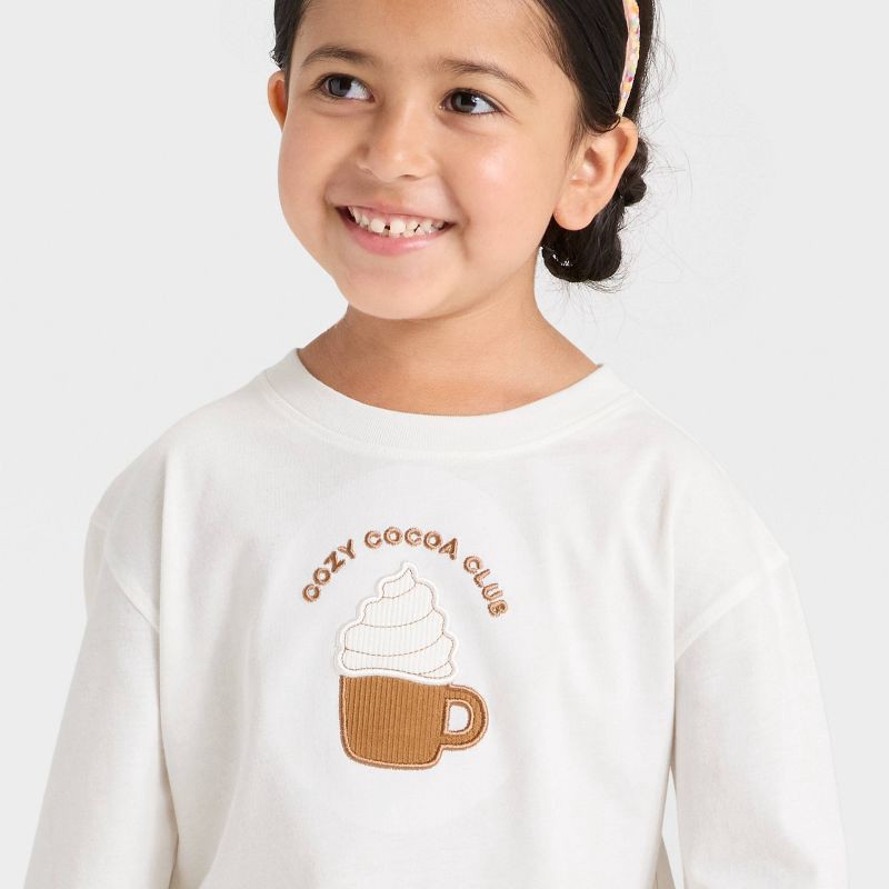 slide 2 of 4, Toddler Girls' Long Sleeve Relaxed T-Shirt - Cat & Jack™ Cream 12M, 1 ct