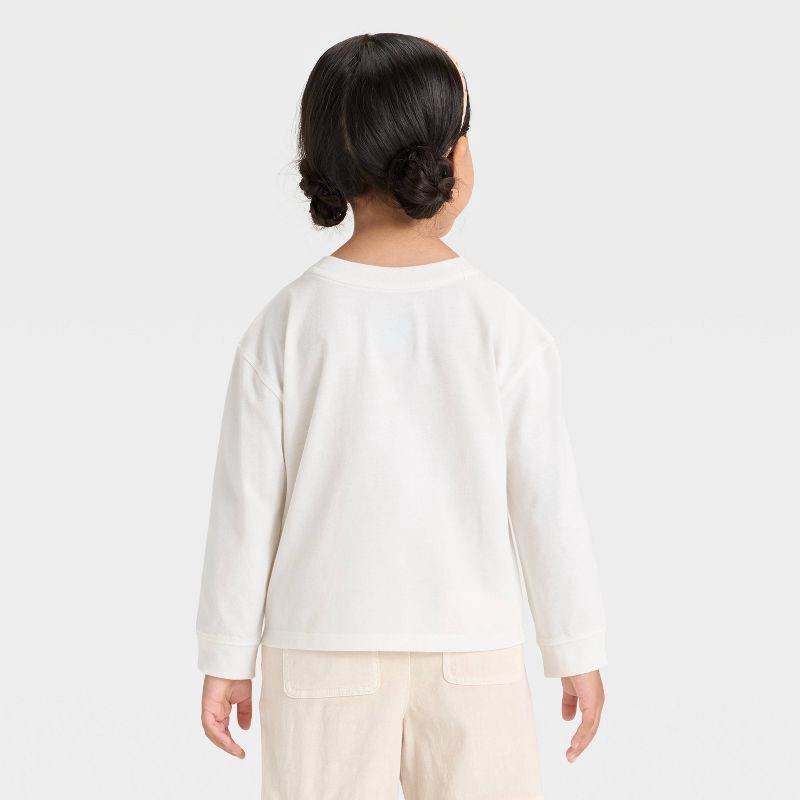 slide 3 of 4, Toddler Girls' Long Sleeve Relaxed T-Shirt - Cat & Jack™ Cream 5T, 1 ct