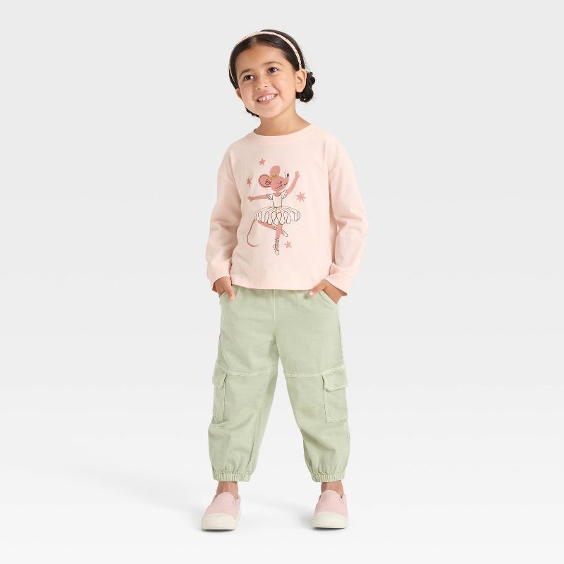 slide 4 of 4, Toddler Girls' Long Sleeve Relaxed T-Shirt - Cat & Jack™ Peach Orange 12M, 1 ct