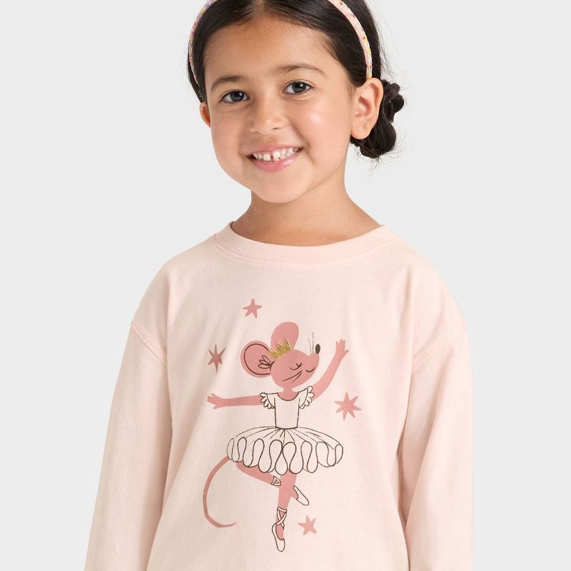 slide 2 of 4, Toddler Girls' Long Sleeve Relaxed T-Shirt - Cat & Jack™ Peach Orange 5T, 1 ct