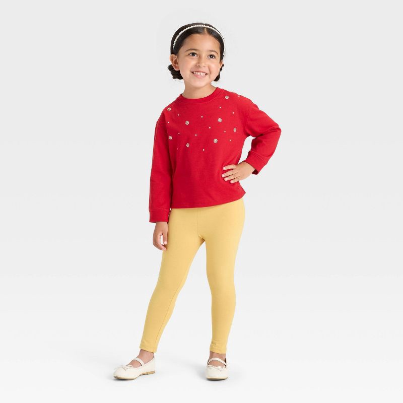 slide 4 of 4, Toddler Girls' Long Sleeve Relaxed T-Shirt - Cat & Jack™ Red 3T, 1 ct