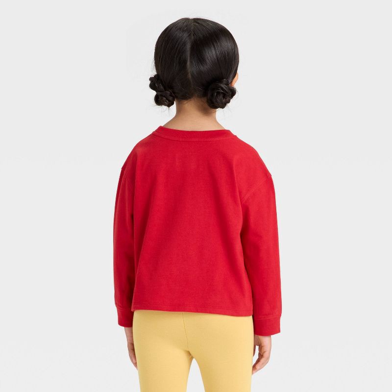 slide 3 of 4, Toddler Girls' Long Sleeve Relaxed T-Shirt - Cat & Jack™ Red 4T, 1 ct