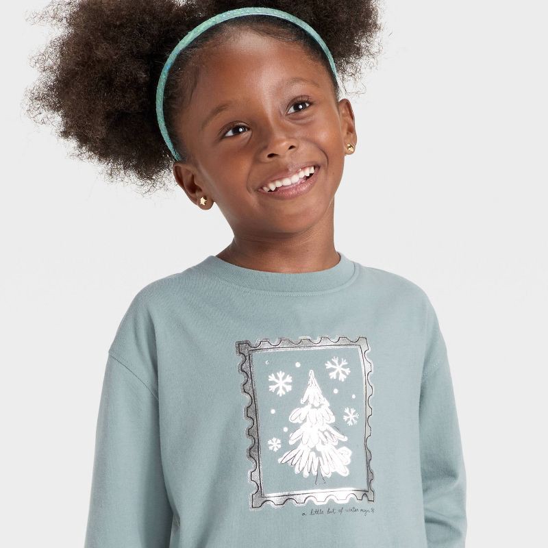 slide 3 of 4, Toddler Girls' Long Sleeve Relaxed T-Shirt - Cat & Jack™ Blue 18M, 1 ct