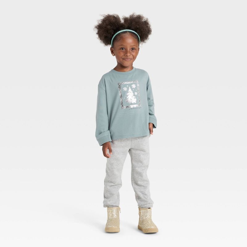 slide 4 of 4, Toddler Girls' Long Sleeve Relaxed T-Shirt - Cat & Jack™ Blue 18M, 1 ct