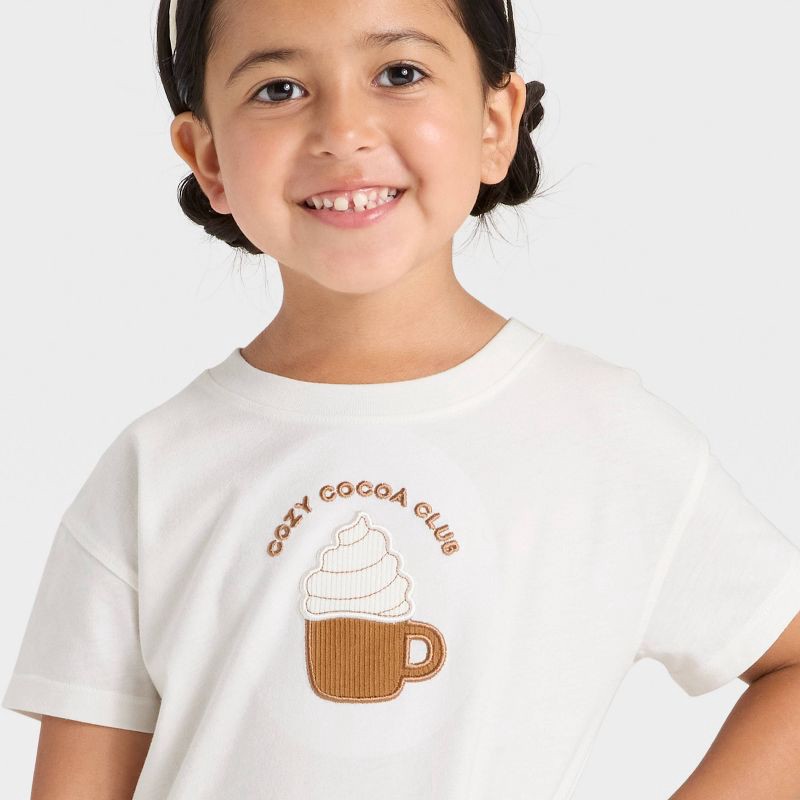 slide 3 of 4, Toddler Girls' Short Sleeve Relaxed T-Shirt - Cat & Jack™ Cream 5T, 1 ct