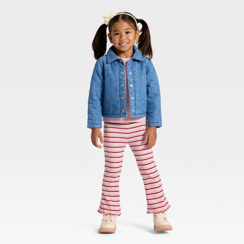 slide 3 of 3, Toddler Girls' Ribbed Flare Leggings - Cat & Jack™ Pink 18M, 1 ct