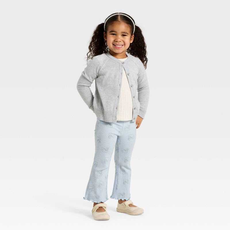 slide 3 of 3, Toddler Girls' Ribbed Flare Leggings - Cat & Jack™ Light Blue 3T, 1 ct