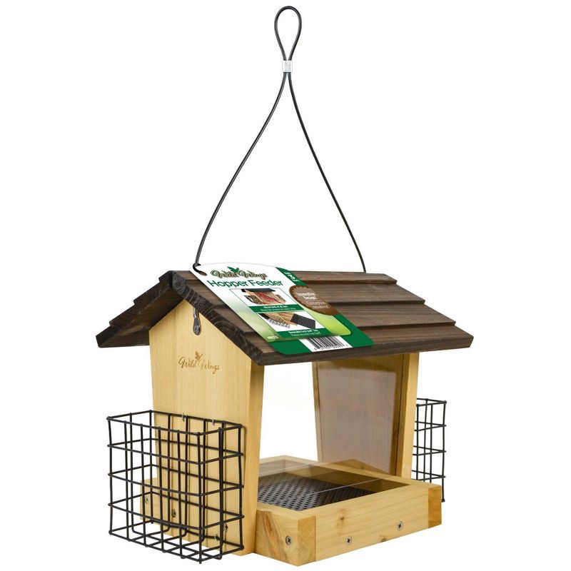 slide 2 of 12, Wild Wings Cedar 3 Quarts Hopper with Suet Cages, 3 qt