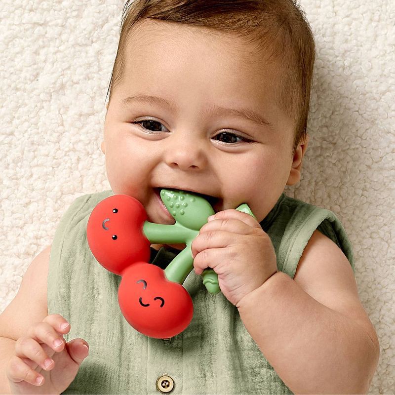 slide 2 of 8, Itzy Ritzy Natural Rubber Teether - Cherries, 1 ct
