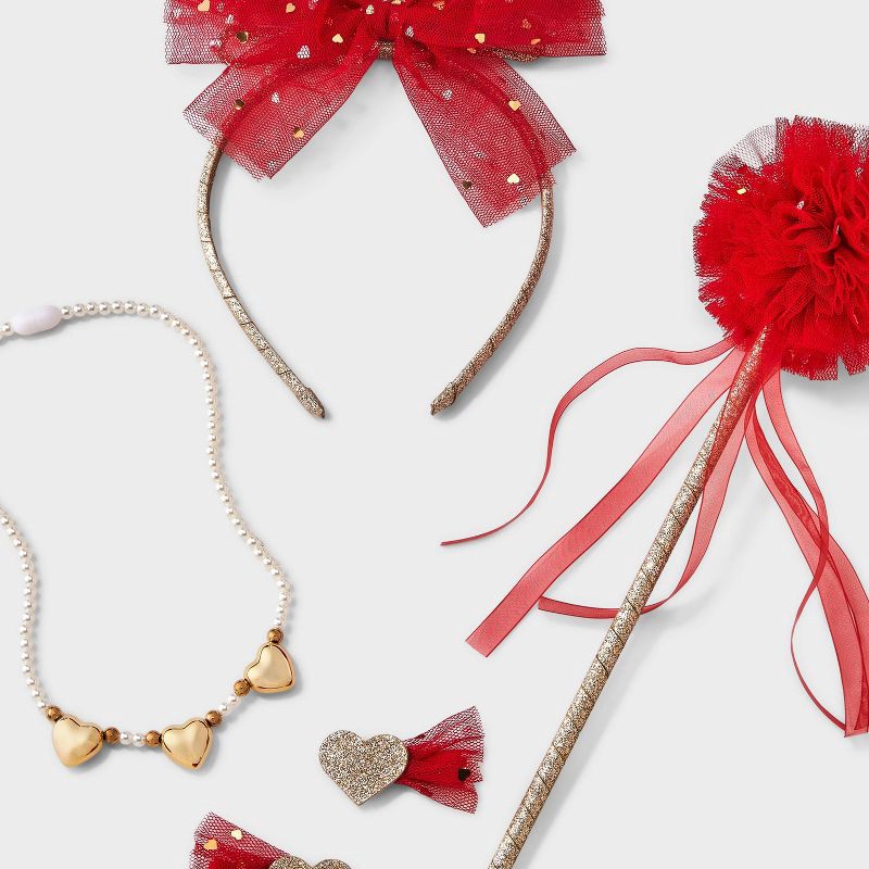 slide 2 of 3, Kids' 5pk Crown and Wand Jewelry Set - Cat & Jack™ Red/Gold, 5 ct