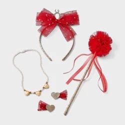 Kids' 5pk Crown and Wand Jewelry Set - Cat & Jack™ Red/Gold