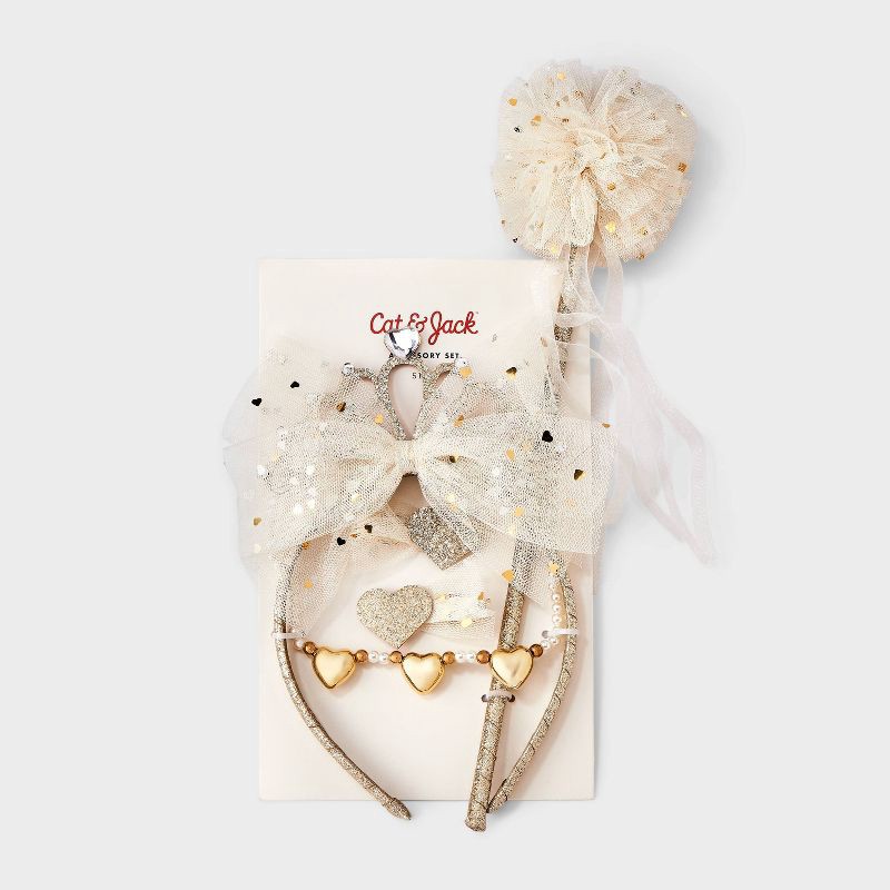 slide 2 of 3, Kids' 5pk Crown and Wand Jewelry Set - Cat & Jack™ Cream/Gold, 5 ct