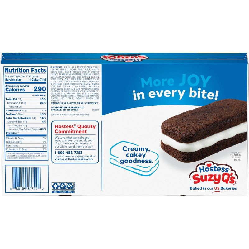 slide 2 of 8, Hostess Suzy Q's Creme Filled Chocolate Cakes - 13oz/5ct, 13 oz, 5 ct