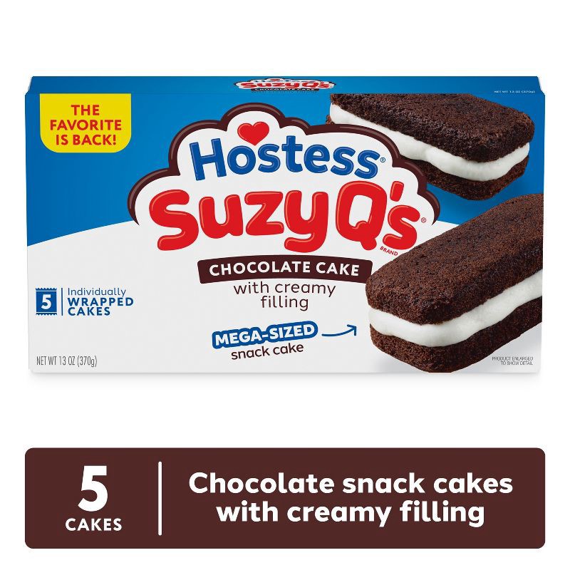 slide 3 of 8, Hostess Suzy Q's Creme Filled Chocolate Cakes - 13oz/5ct, 13 oz, 5 ct