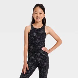 Girls' Strappy Crop Tank Top - All In Motion™ Black Foil XL